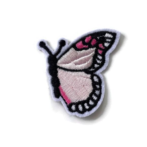 Light Pink Half Butterfly Small Embroidered Patch - Picture 1 of 3